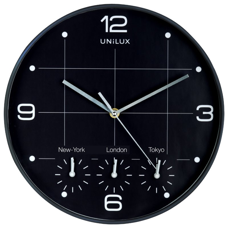 UNiLUX horloge mural ON TIME, quartz, noir, diamètre 305 mm